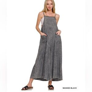 Zenana Outfitters Washed Black Jumpsuit